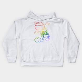 Hot Air Balloon Rats (Rainbow Version) Kids Hoodie